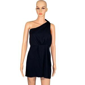 Shein One Shoulder Black Romper Womens Size Medium Flowy Summer Wear Wrap Style
